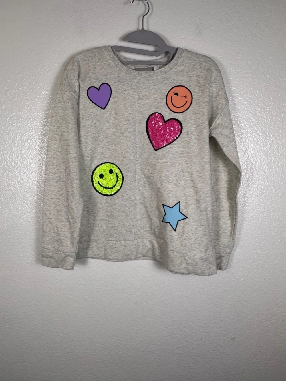 The Children’s Place Light Gray Sweatshirt with Colorful Details. Sz 14.